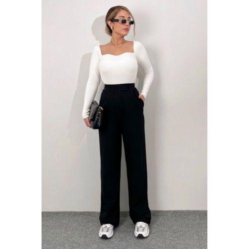 Kadın Yüksek Bel Cepli Cırt Kapama Janjan Krep Pantolon