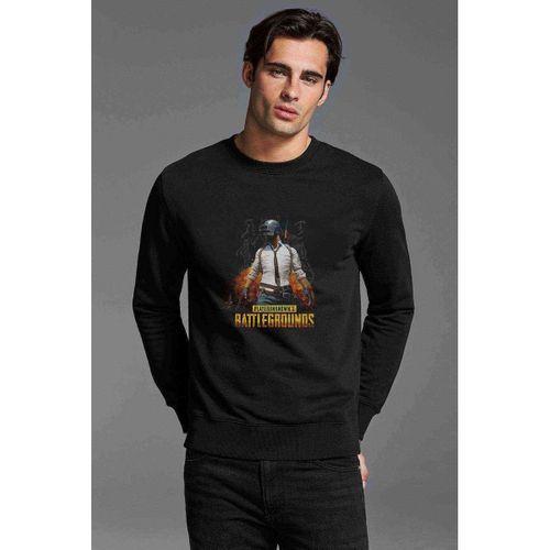 Pubg Patlama 3lvl Kask Baskılı Siyah Erkek Sweatshirt