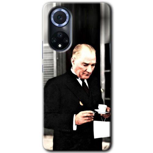 Potkal Hediye Fabrikası Huawei Nova 9 Kılıf HD Desen Baskılı Arka Kapak - Atatürk Silüet İmza