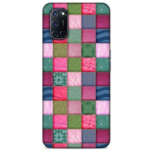 Oppo A52 Kılıf Patchwork (35) Fit Design Kılıf Toz Pembe Lacivert