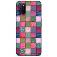Oppo A52 Kılıf Patchwork (35) Fit Design Kılıf Toz Pembe Lacivert