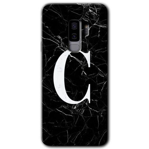 Potkal Hediye Fabrikası Samsung Galaxy S9 Plus Kılıf HD Desen Baskılı Arka Kapak - Siyah Mermer Desenli C Harfi