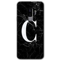 Potkal Hediye Fabrikası Samsung Galaxy S9 Plus Kılıf HD Desen Baskılı Arka Kapak - Siyah Mermer Desenli C Harfi