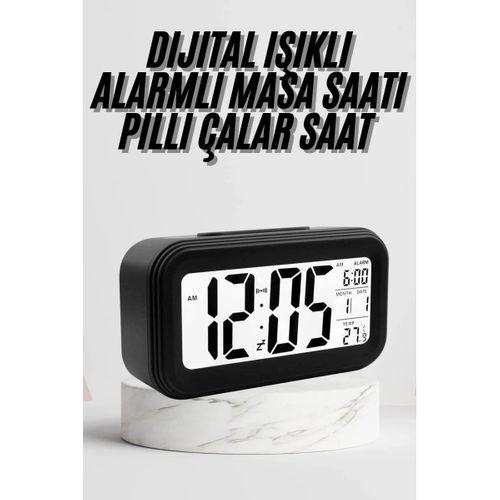 Dijital Masa Saati Termometre Takvim Led Ekran Pilli Ev Ofis Masası