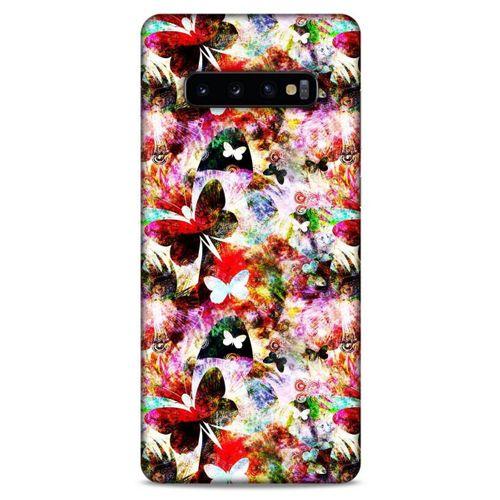 Samsung Galaxy S10 Plus Kılıf Kelebek Etkisi (16) Kalın Kılıf Yeşil Mavi