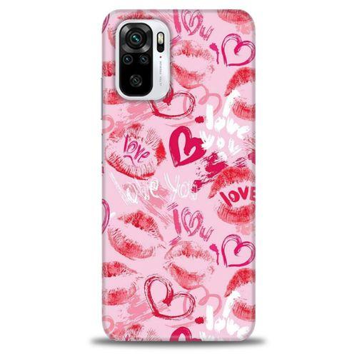 Xiaomi Poco M5s Kılıf HD Baskılı Kılıf - Pembe Love + Tam Ekran Koruyucu