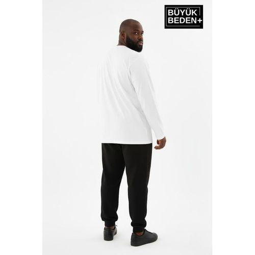 Erkek Büyük Beden Uzun Kollu 2 İplik Bisiklet Yaka Tişört SPR26BEA942