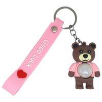 Figürlü ve Işıklı Silikon Anahtarlık - Yogi - Pembe