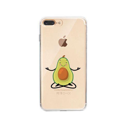 iPhone 8 Plus Yogacı Avokado Desenli Premium Şeffaf Silikon Kılıf