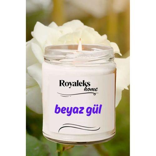 Doğal Özel Seri Kokulu Dekoratif Kavanoz Mum 210 cc - Beyaz Gül - RYL
