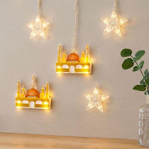 Ramazan LED Perde Lamba 3m (Fişli, Eklemeli) - Sarı Cami ve Yıldız