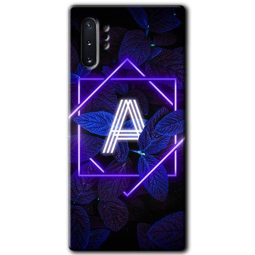 Samsung Galaxy Note 10 Plus HD Baskılı Kılıf + 9D Tam Ekran Koruyucu - Dark Neon  A Harfi