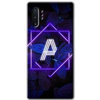 Samsung Galaxy Note 10 Plus HD Baskılı Kılıf + 9D Tam Ekran Koruyucu - Dark Neon  A Harfi