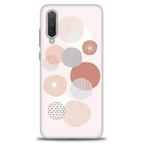 Xiaomi Mi 9 SE Kılıf HD Baskılı Kılıf - Pembe Daireler + Tam Ekran Koruyucu