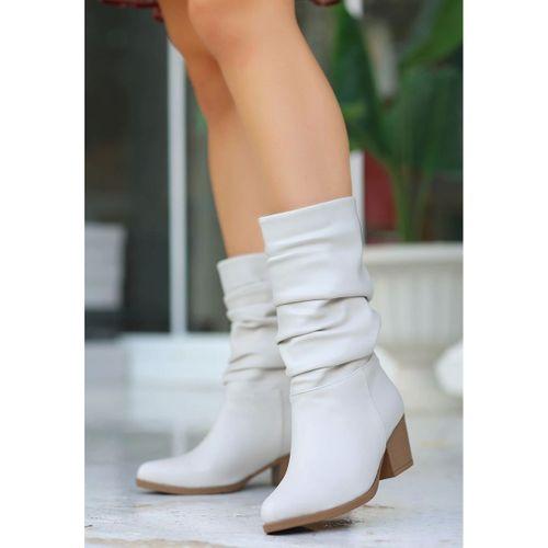 Yior Bej Cilt Topuklu Bot