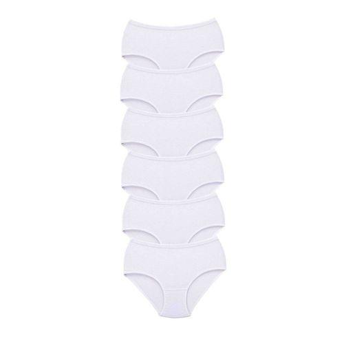 6 Adet Tutku Kadın Yüksek Bel Bato Kalın Lastik Külot Beyaz