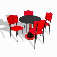 Dockers Napoli - Klas Mutfak Masa Takımı - (Yuvarlak Çap 80cm - Werzalit, Wermodin ve Allzalit Tabla) - Siyah-Kırmızı Deri