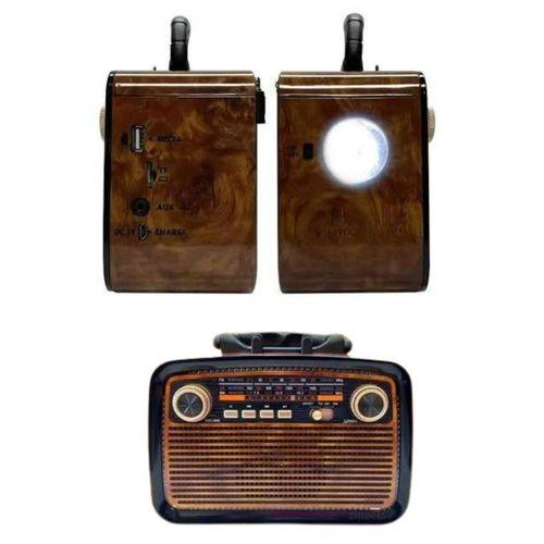 Nostalji Radyo Bluetooth Hoparlör Usb-sd Kart Giriş Led Fener Işıklı Bataryalı Pilli
