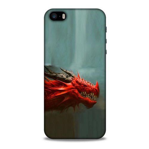 Apple iPhone SE Kılıf Dragons (17) Tasarım Kılıf Siyah Boynuzlu Ejderha