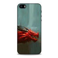 Apple iPhone SE Kılıf Dragons (17) Tasarım Kılıf Siyah Boynuzlu Ejderha