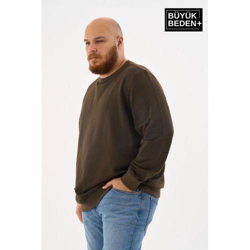 Erkek Büyük Beden Bisiklet Yaka ince Sweatshirt SPR24BSW56