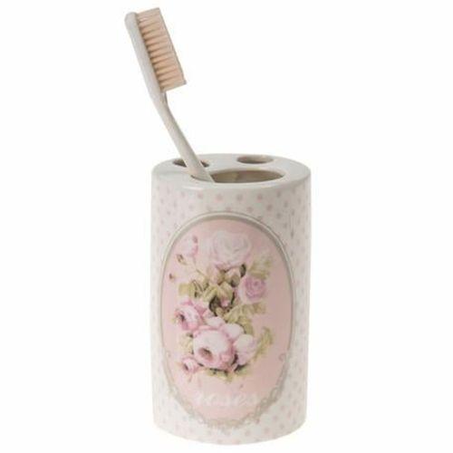 2 Adet Seramik Diş Fırçalık Bahar Desenli 7X7X11Cm Banyo Seti