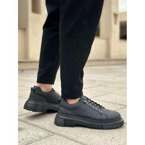 BA0245 Siyah Akıllı Lastik Bağcık Yüksek Siyah Taban Günlük Erkek Ayakkabı