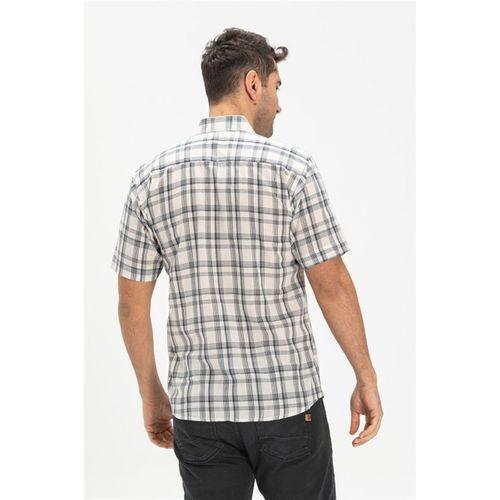 Büyük Beden Kısa Kol Şile Bezi Tek Cepli Erkek Yazlık Gömlek Siyah Ekose 3062