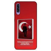 Samsung Galaxy A50s Kılıf Atatürk (4) Koruma Kılıfı Kırmızı