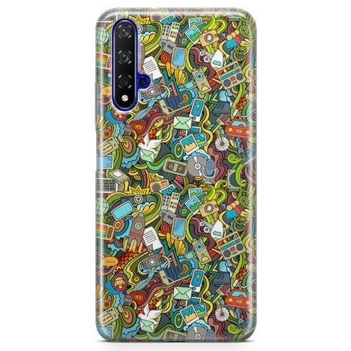 Huawei Nova 5t Kılıf Doodle Bilgisayar Cep Telefonu Arka Kapak Koruma Desenli Full Koruyucu