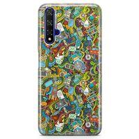 Huawei Nova 5t Kılıf Doodle Bilgisayar Cep Telefonu Arka Kapak Koruma Desenli Full Koruyucu