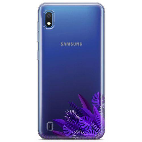 Samsung Galaxy A10 Kılıf Mor Yapraklar Arka Kapak Koruma Desenli Full Koruyucu