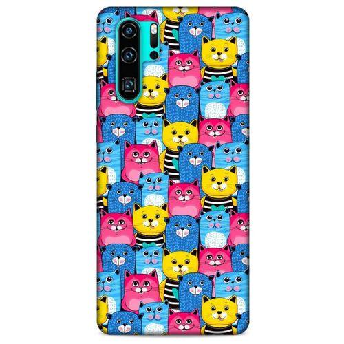 Lopard Huawei P30 Pro Uyumlu Kılıf Kediler (36) Glitter Kılıf Mavi Pembe