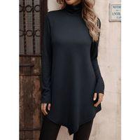 Kadın Uzun Kollu Balıkçı Yaka Asimetrik Kesim Detaylı Antrasit Yün Viskon Bluz