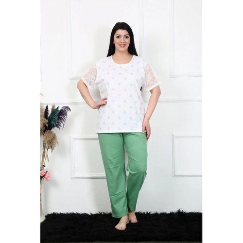 Kadın 5xl-6xl-7xl-8xl Büyük Beden Kısa Kol Pijama Takım Beyaz