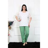 Kadın 5xl-6xl-7xl-8xl Büyük Beden Kısa Kol Pijama Takım Beyaz