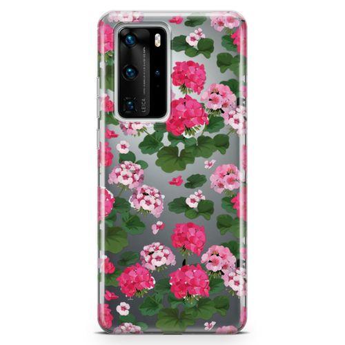 Huawei P40 Pro Kılıf Sardunya Çiçeği Arka Kapak Koruma Desenli Full Koruyucu