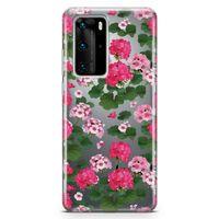 Huawei P40 Pro Kılıf Sardunya Çiçeği Arka Kapak Koruma Desenli Full Koruyucu