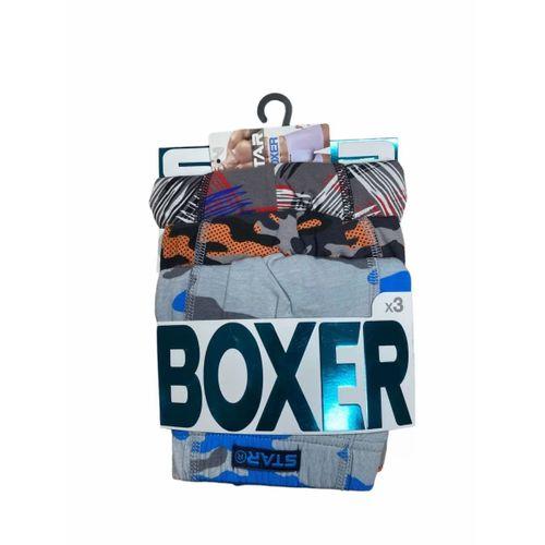 Star 106 Desenli Pamuklu Kemer Likralı 3'lü Boxer