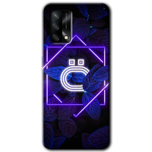 OPPO Oppo A54 Kılıf HD Desen Baskılı Arka Kapak - Dark Neon Yaprak Ö Harfi