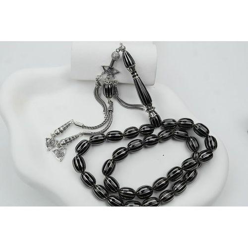 Oltu Taşı Beyzi Model On İkili Karpuz  Nakkaş İmame İşlemeli Tespih