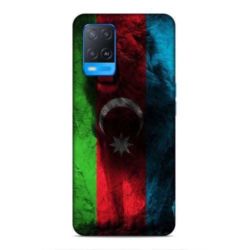Oppo A54 4G Uyumlu Kılıf Azarbaijan (35) Fit Design Kılıf Bayrak Aslanlı