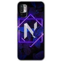 Poco M3 Pro Kılıf HD Desen Baskılı Arka Kapak - Dark Neon Yaprak N Harfi