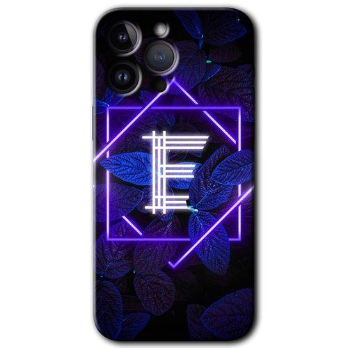 iPhone 14 Pro Kılıf HD Desen Baskılı Arka Kapak - Dark Neon Yaprak E Harfi