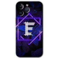 iPhone 14 Pro Kılıf HD Desen Baskılı Arka Kapak - Dark Neon Yaprak E Harfi