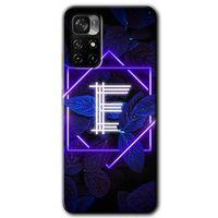 Redmi Note 11T Kılıf HD Desen Baskılı Arka Kapak - Dark Neon Yaprak E Harfi + Kırılmaz Cam