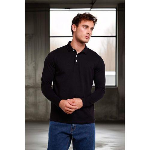 Ridley Regular Fit Doubleface Interlok Polo Yaka Erkek Sweatshirt - Siyah