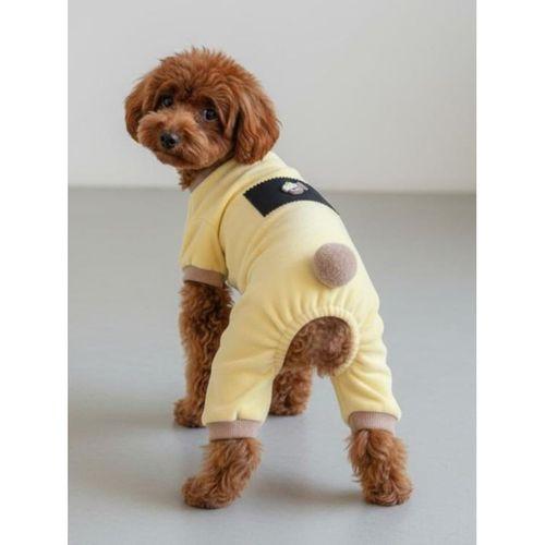 Sunny Cake Pastel Sarı İnce Kadife Köpek Tulum Pijama