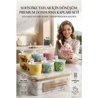 Sevimli Ayıcık Kaşıklı 8'li Dondurma Kasesi Seti - Parti, Atıştırmalık ve Mama Kabı 723094