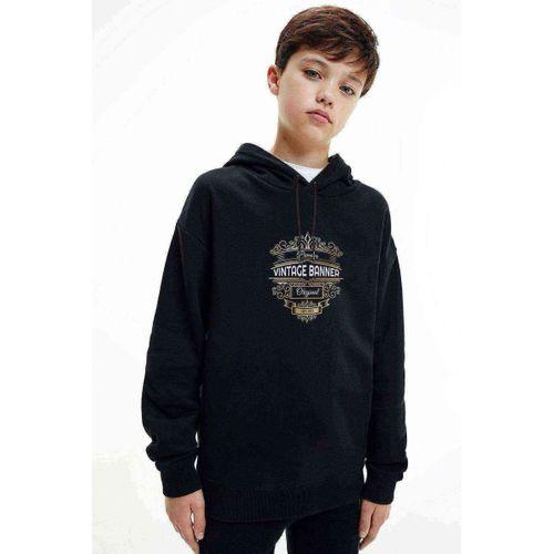 vector Vintage Flyer Background Baskılı Unisex Çocuk Kapüşonlu Siyah Sweatshirt